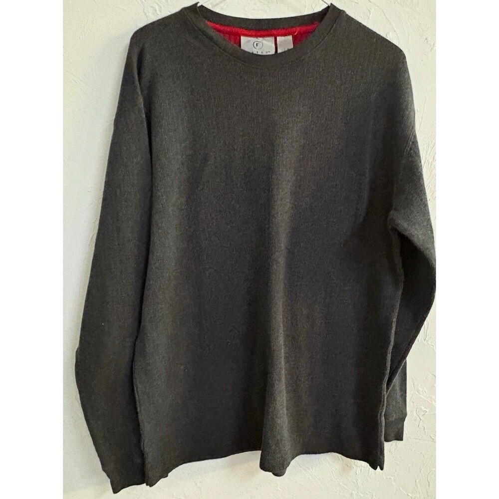 Farah Men's Gray Cotton Solid Logo Crew Neck Knit Pullover Sweater M Regular